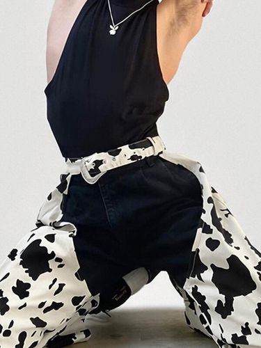 Mens Cow Printed Cutout Pants - INCERUN - Modalova