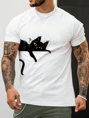 Dibujos animados para hombre Gato Equipo con estampado lateral Cuello Camisetas de manga corta Invierno - ChArmkpR - Modalova