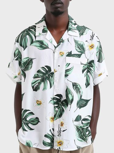 Camisas de manga corta para vacaciones con cuello reverencia y estampado tropical para hombre Hoja - ChArmkpR - Modalova