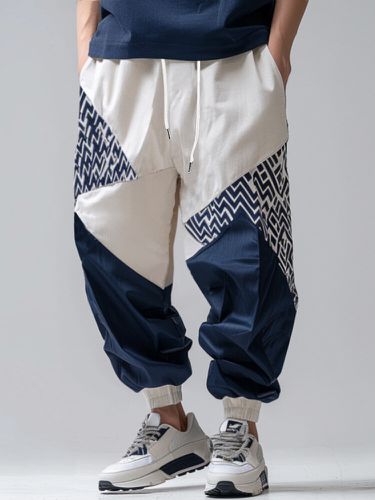Hombre étnico geométrico Patrón colores contrastantes sueltos Pantalones - ChArmkpR - Modalova