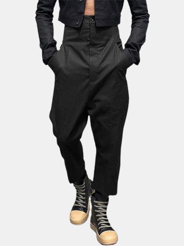 Casual de bolsillo de cintura alta para hombre sólido Pantalones - INCERUN - Modalova