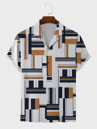 Camisas informales de manga corta con cuello reverenciado y estampado geométrico para hombre - ChArmkpR - Modalova