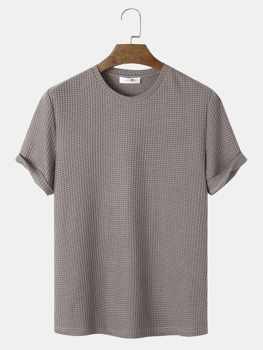 Camiseta de manga corta de gofre de punto de textura lisa para hombre - ChArmkpR - Modalova