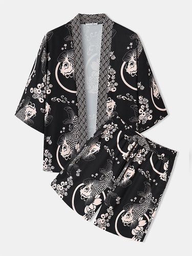 Kimono de estilo japonés con estampado de peces para hombre Trajes de dos piezas - ChArmkpR - Modalova