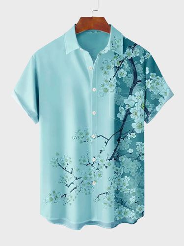 Mens Floral Print Patchwork Hawaiian Vacation Short Sleeve Shirts - ChArmkpR - Modalova