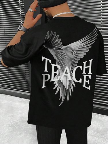 Camisetas de manga corta para hombre Eagle con estampado de letras en la espalda Cuello - ChArmkpR - Modalova