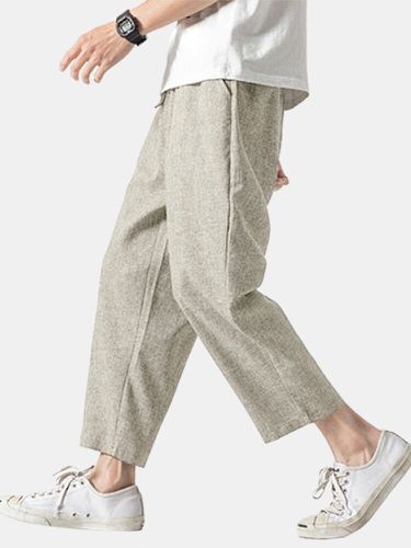 Mens Oriental Cotton Linen Ankle-Length Pants - INCERUN - Modalova