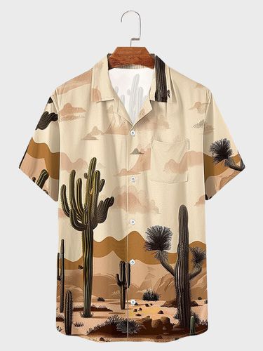 Mens Cactus Desert Landscape Print Short Sleeve Shirts - ChArmkpR - Modalova