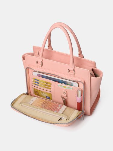 Designer Solid Multifunction Laptop Bag Faux Leather Multi-pocket Waterproof Travel Bag Briefcase Business Handbag Cross - Brenice - Modalova