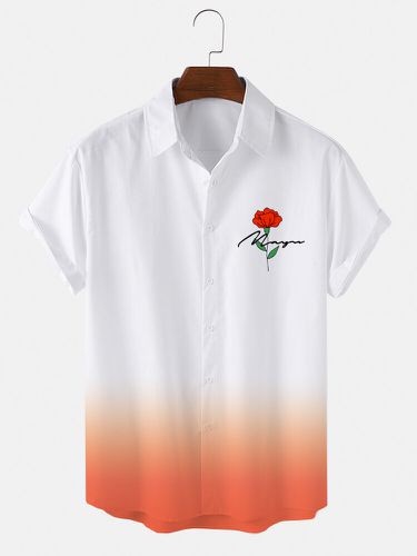 Camisas de manga corta con botones y estampado de rosas Ombre para hombre - ChArmkpR - Modalova