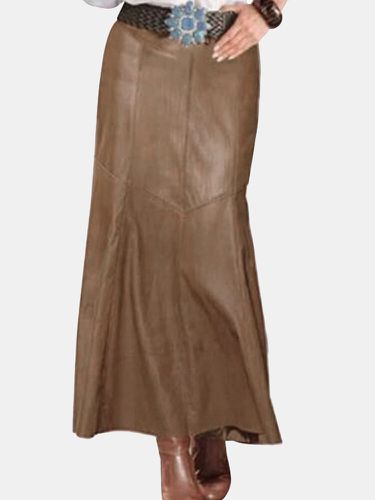 Falda de cintura alta de cuero PU de color sólido para Mujer - Newchic - Modalova