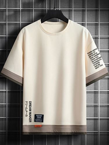 Mens Letter Print Crew Neck Casual Short Sleeve T-Shirts - ChArmkpR - Modalova