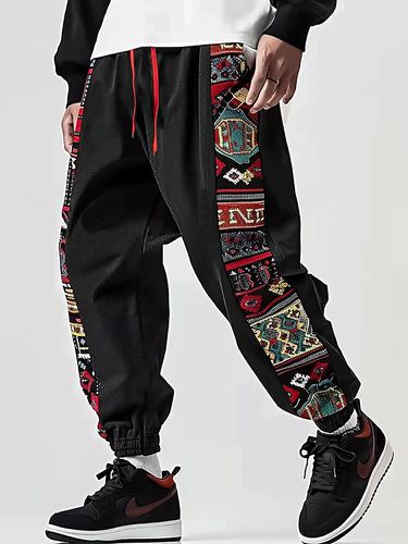 Patchwork lateral para hombre Étnico Patrón Cintura con cordón Pantalones - ChArmkpR - Modalova