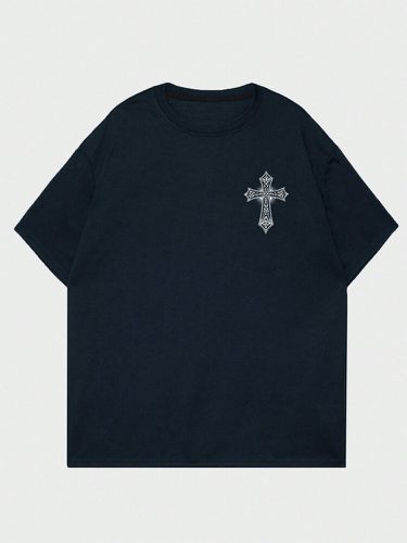 Mens Cross Print Crew Neck Casual Short Sleeve T-Shirts - ChArmkpR - Modalova