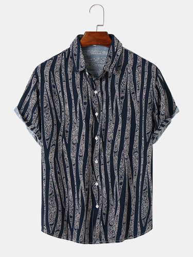 Camisas de solapa de manga corta con estampado geométrico para hombre vendimia - ChArmkpR - Modalova