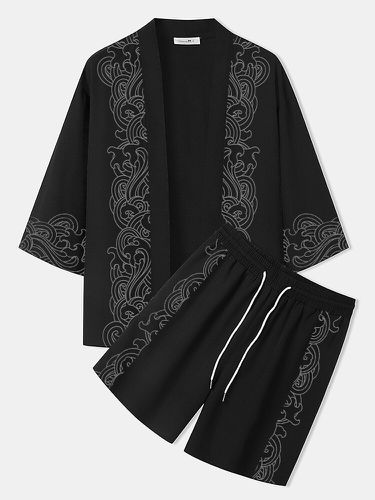 Trajes de dos piezas con kimono con frente abierto y estampado de estilo japonés para hombre - ChArmkpR - Modalova