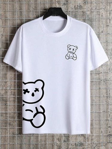 Mens Cartoon Little Bear Print Crew Neck Short Sleeve T-Shirts - ChArmkpR - Modalova