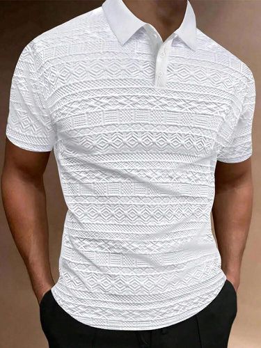 Mens Textured Geometric Pattern Casual Short Sleeve Golf Shirts - ChArmkpR - Modalova