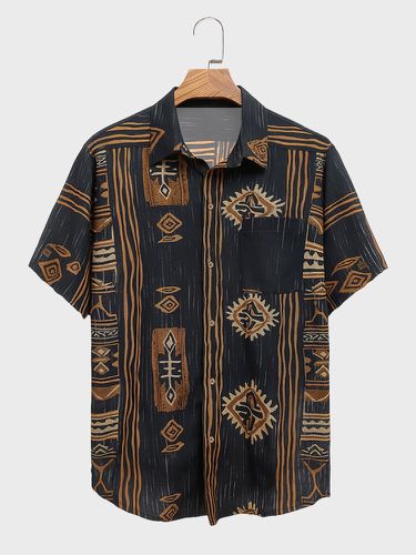 Camisas de manga corta informales con cuello de solapa étnicas para hombre Patrón - ChArmkpR - Modalova