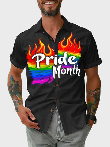 Camisas de manga corta con estampado de letras para hombre Colorful Flame - ChArmkpR - Modalova