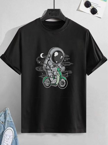 Camisetas informales de manga corta para hombre con estampado de astronauta de dibujos animados Cuello invierno - ChArmkpR - Modalova