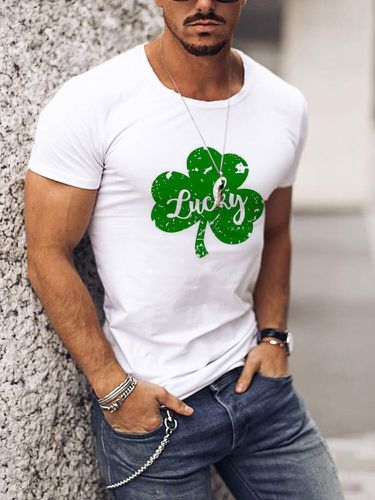 Mens Lucky Clover Graphic Crew Neck St Patrick's Day Short Sleeve T-Shirts Winter - ChArmkpR - Modalova