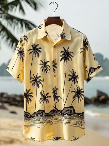 Mens Coconut Tree Print Casual Short Sleeve Shirts - ChArmkpR - Modalova