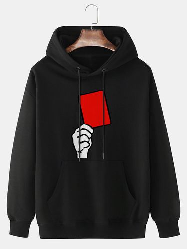 Sudaderas con capucha con cordón y bolsillo de canguro gráfico con gesto de tarjeta roja para hombre - ChArmkpR - Modalova