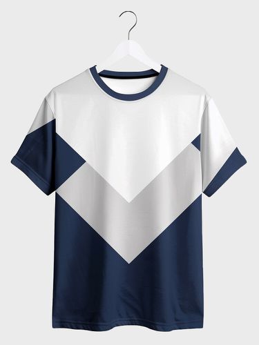 Camisetas informales de manga corta con estampado de bloques de color irregular para hombre Cuello - ChArmkpR - Modalova