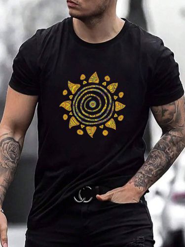 Camisetas de manga corta con estampado de tótem étnico para hombre Cuello Invierno - ChArmkpR - Modalova