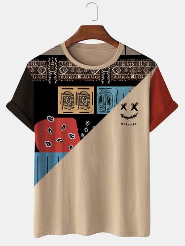 Camisetas de manga corta con retazos para hombre Smile Ethnic Tribal Patrón - ChArmkpR - Modalova
