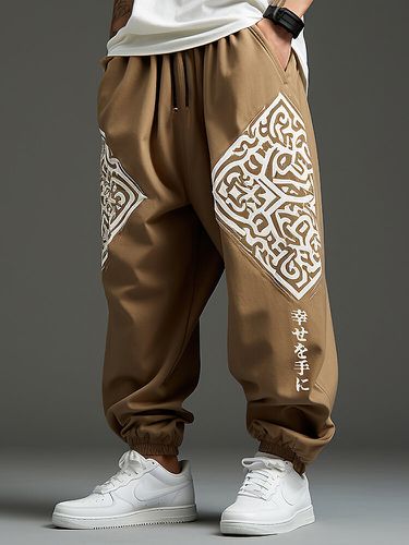 Mens japonés gráfico puño elástico cordón cintura suelta Pantalones - ChArmkpR - Modalova