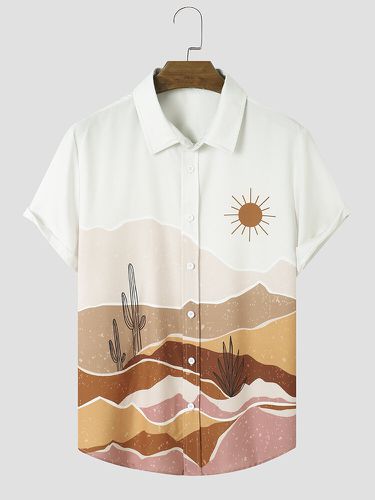 Camisas de manga corta con estampado de paisaje del desierto de cactus para hombre - ChArmkpR - Modalova