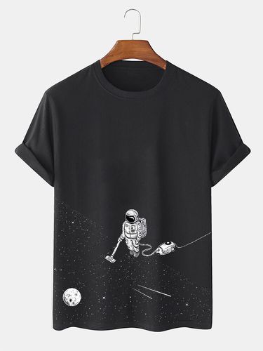 Camisetas de manga corta para hombre con estampado de astronauta espacial Cuello Invierno - ChArmkpR - Modalova