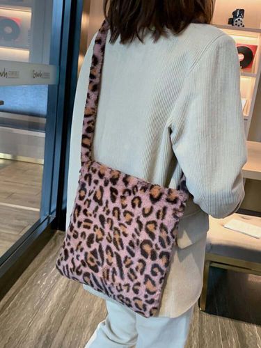 Mujer Plush Fluffy Leopard Patrón Impresión de hombro Bolsa Bolso - Newchic - Modalova