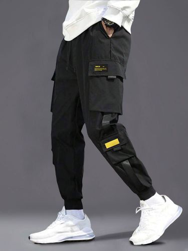 Cintura con cordón informal y múltiples bolsillos para hombre Carga Pantalones - ChArmkpR - Modalova