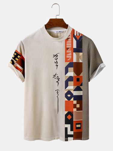 Camisetas de manga corta para hombre Colorful con estampado geométrico y patchwork Cuello - ChArmkpR - Modalova