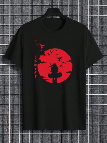Camisetas de manga corta con estampado de paisaje y figuras japonesas para hombre Cuello - ChArmkpR - Modalova