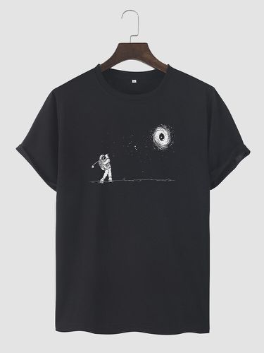 Mens Galaxy Astronaut Print Crew Neck Short Sleeve T-Shirts - ChArmkpR - Modalova