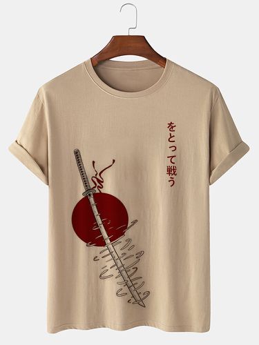 Camisetas de manga corta con estampado de cultura del guerrero japonés para hombre Cuello - ChArmkpR - Modalova