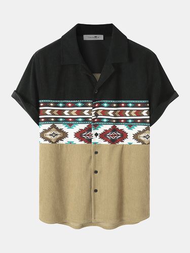 Camisas de manga corta de pana con estampado geométrico étnico para hombre - ChArmkpR - Modalova