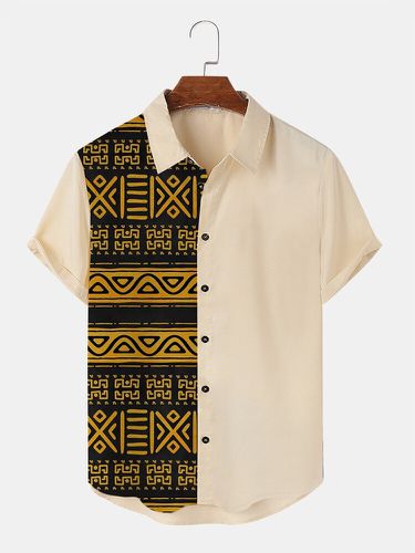 Camisas de manga corta con retales geométricos tribales étnicos para hombre invierno - ChArmkpR - Modalova