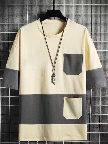 Camisetas informales de manga corta con bolsillo de retales de colores contrastantes para hombre - ChArmkpR - Modalova