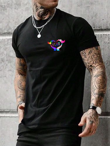 Camisetas de manga corta con estampado de corazones para hombre Cuello - ChArmkpR - Modalova