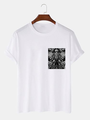 Mens Ethnic Paisley Print Crew Neck Short Sleeve T-Shirts - ChArmkpR - Modalova