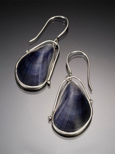 Conjunto de joyas de mejillón de río Vintage Concha azul Colgante Pendientes Collar - Newchic - Modalova