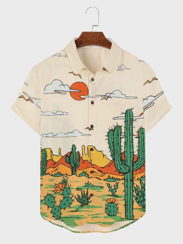 Mens Cactus Print Curved Hem Short Sleeve Shirts - ChArmkpR - Modalova
