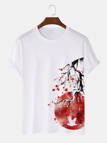 Camisetas de manga corta con estampado de ciruela china Bossom para hombre Cuello - ChArmkpR - Modalova