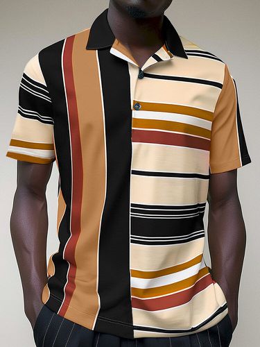 Camisas de golf de manga corta con patchwork geométrico y bloques de color para hombre - ChArmkpR - Modalova