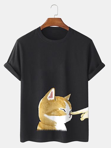 Camisetas de manga corta de algodón para hombre Cute Gato Graphic Crew Cuello - ChArmkpR - Modalova